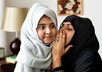Sweet Muslim mother and daughter