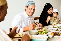 Muslim family having a Ramadan feast