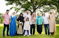 A happy large Muslim family