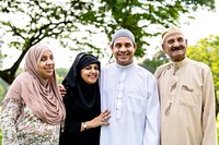 Muslim family having a good time outdoors