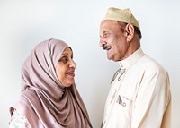 Senior Muslim couple at home