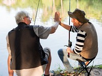 Father and son giving a high five