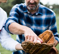 Father and son bonding over baseball