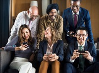 Casual corporate office workers in a break room