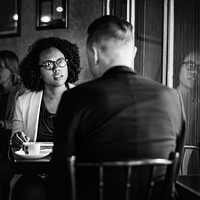 Business people sitting in a cafe