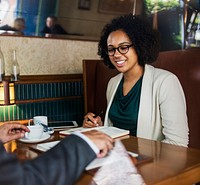 Business meeting at a cafe