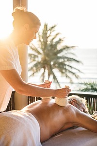 A senior having a massage