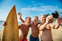 Mature surfers at the beach