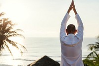 Senior adult practicing yoga