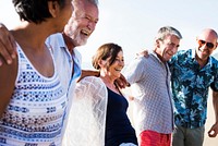 Group of seniors on the beach