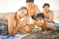 Asian family on vacation