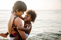 African family enjoying the beach