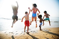 Children having fun on the beach