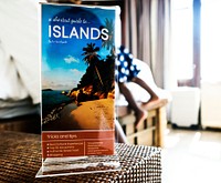 A travel brochure in a hotel