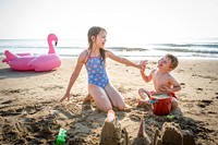 Kids playing at the beach