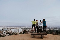 Friends hiking through the hills of Los Angeles