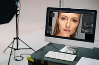 Female model on a computer screen