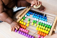 Closeup of an abacus toy in the play room