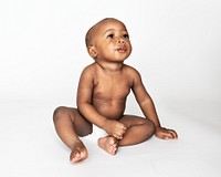 Studio shot of a baby wearing a diaper