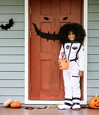 Little girl dressed up for Halloween