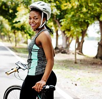 Cyclist woman riding a bike