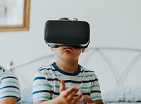 Boy playing with a VR headset