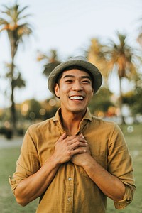 Cheerful man in the park