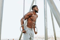 Fit man working out at the beach