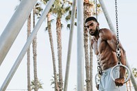 Fit man working out at the beach
