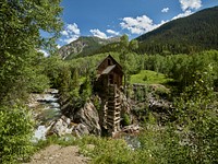 The 1892 powerhouse above the Crystal River in what is now the virtual ghost town (except for a handful of summer-only residents) of Crystal in Gunnison County, Colorado.