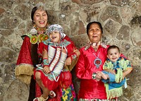 Kaylei Weed, her sons Earl Lebeau (left) and Baptiste Lebeau, and her mother, Elaine Ethel Weed, are members of the Eastern Shoshone tribe at the Wind River Indian Reservation in central Wyoming&#39;s Wind River Basin.