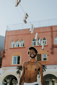Shirtless man at Venice Beach