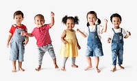 Cute diverse toddlers dancing and having fun
