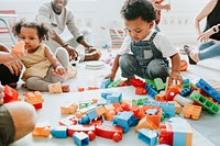 Diverse children enjoying playing with toys