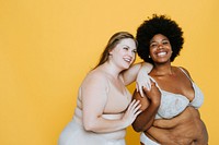 Confident diverse women in underwears