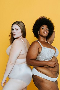 Confident diverse women in underwears