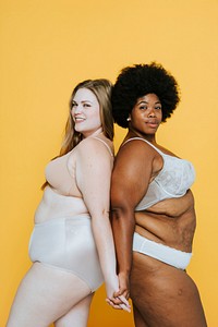 Confident diverse women in underwears