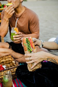 Fresh vegan sandwiches at the beach