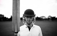 Portrait of a cricket player on the field