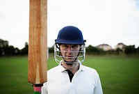 Portrait of a cricket player on the field