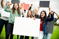 Group of angry female activists is protesting