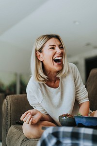 Woman laughing at her funny boyfriend