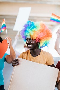 Woman joining a gay pride and lgbt festival