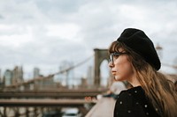 Woman on the Brooklyn Bridge, USA