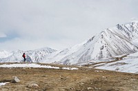 Young woman trekking in the Himalayas
