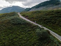 View of cyclists in Glen Etive