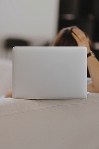 Woman working on a laptop