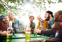 Friends having a party in the park