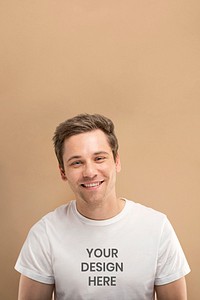 Portrait of a handsome man in a white tee mockup