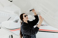Airwoman doing a preflight check